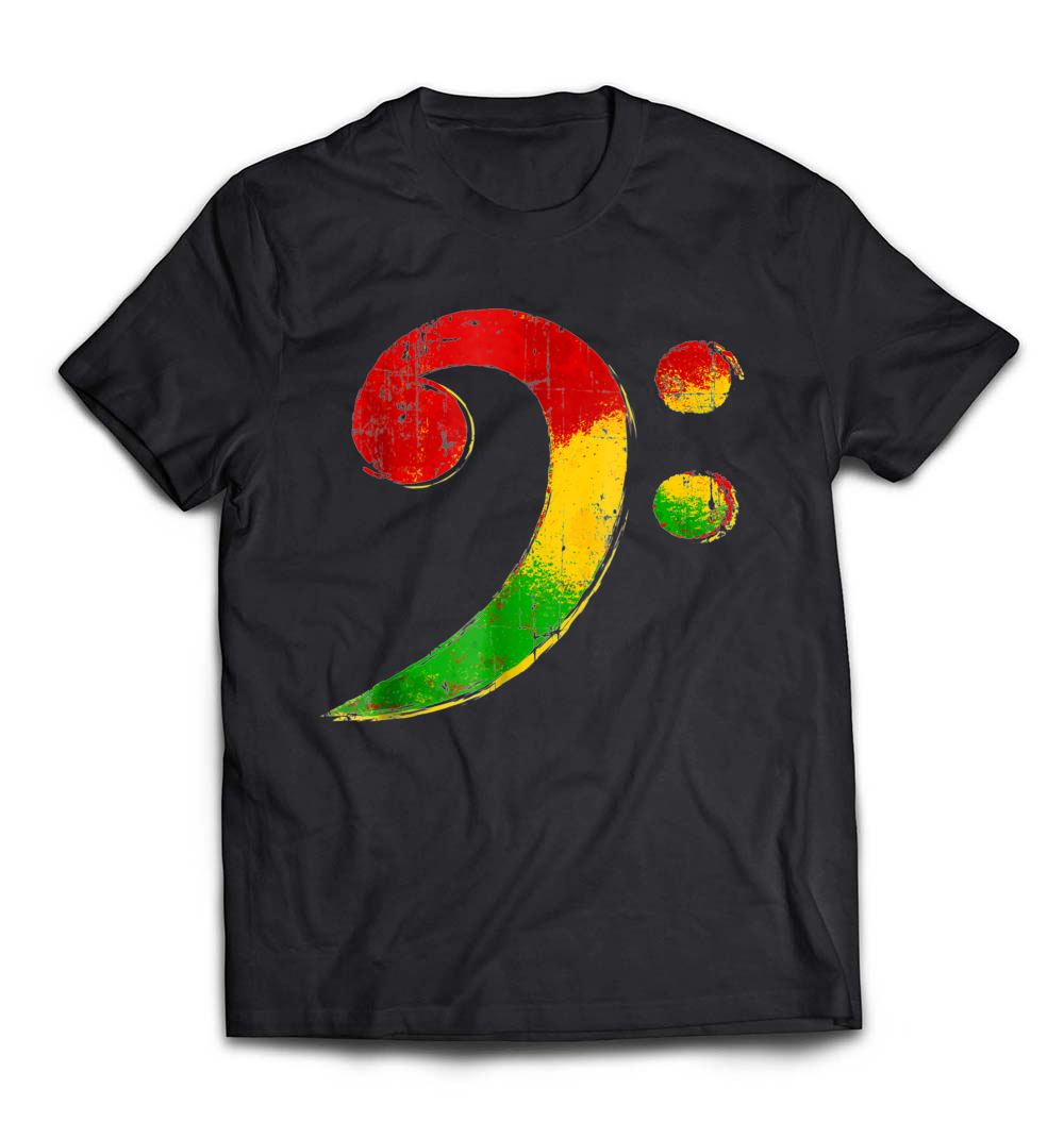 Men’s Reggae Bass Clef Rasta Distressed Gift T-Shirt: Celebrate Your Love for Bass and Music